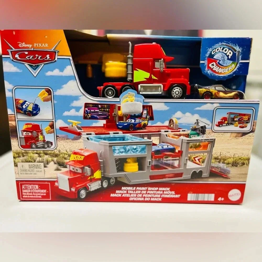 Disney Pixar Cars Color Changers Mobile Paint Shop Mack Playset with 1 Toy Car